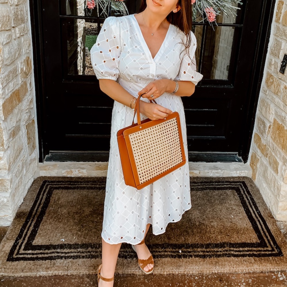 FINAL🚨DONATING SOON‼️ Puff Sleeve Eyelet Midi Dress